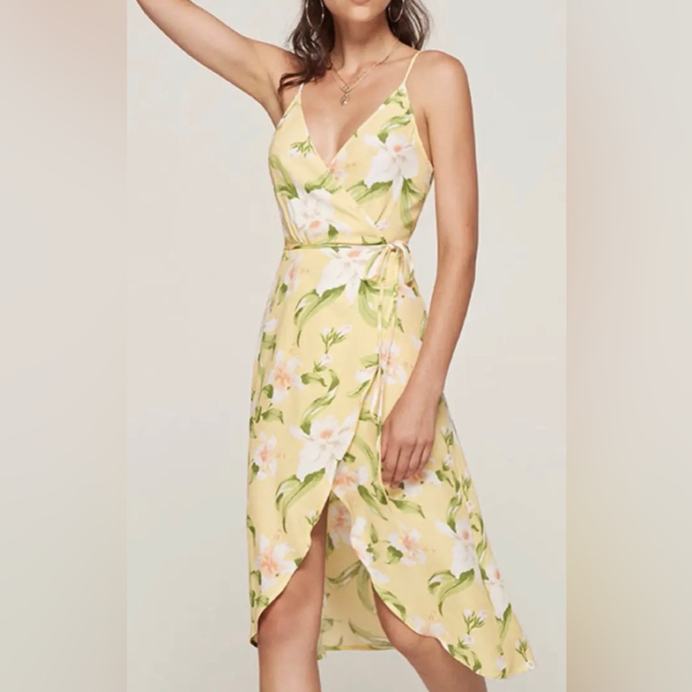 Reformation Hibiscus Print Wrap Dress (Anouk)